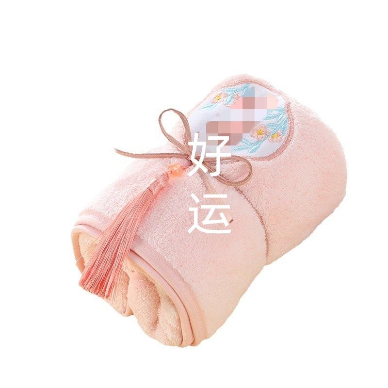 New embroidery fringed coral fleece no hair towel bridesmaid high-end embroidery towel practical small