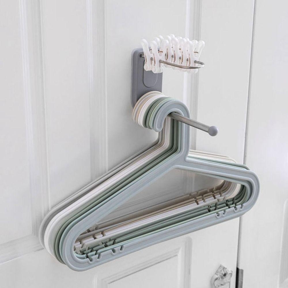 

Punch-Free Clothes Storage Rack White/Grey/Blue Clothespin Collector Bathroom