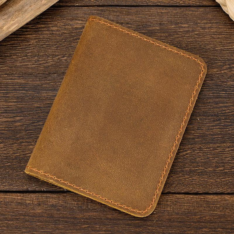Leather Card Holder, Simple Leather Short Wallet, Ultra-Thin Men'S 20% Off Card Bag, Crazy Horse Leather Small Wallet.