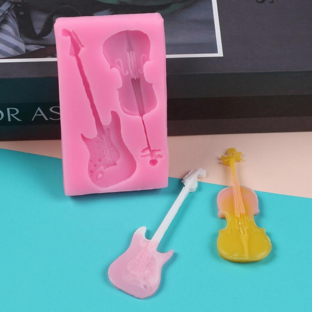 Guitar Silicone Mold for Cake Chocolate Fondant Decor DIY Bakery Accessories Silicone Mold Kitchen Accessories Easy Demolding