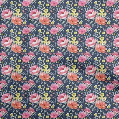 Cotton Flex Blue Fabric Florals Sewing Craft Projects Fabric Prints By Yard 40 Inch