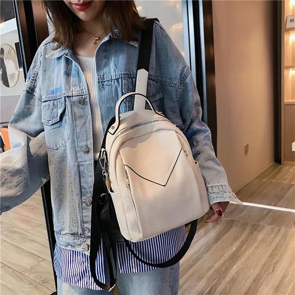 Rucsac de damă Vintage moale PU Rucsac de umăr antifurt Rucsac de școală de culoare solidă pentru fete adolescente