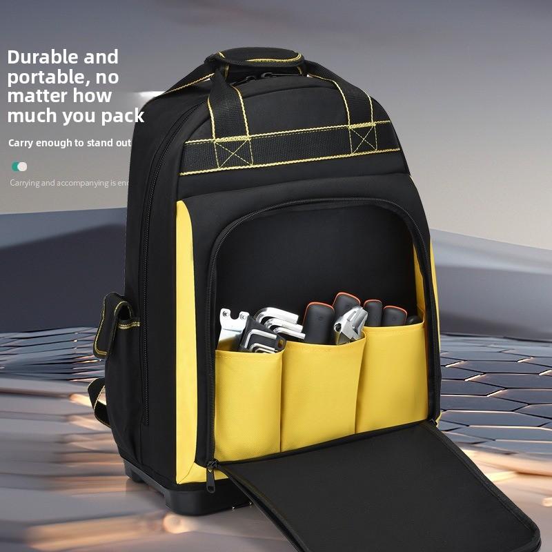New Large Capacity Tool Backpack Waterproof Wear-resistant Heavy Duty Tool Organizer Thickened with Hard Bottom Toolkit