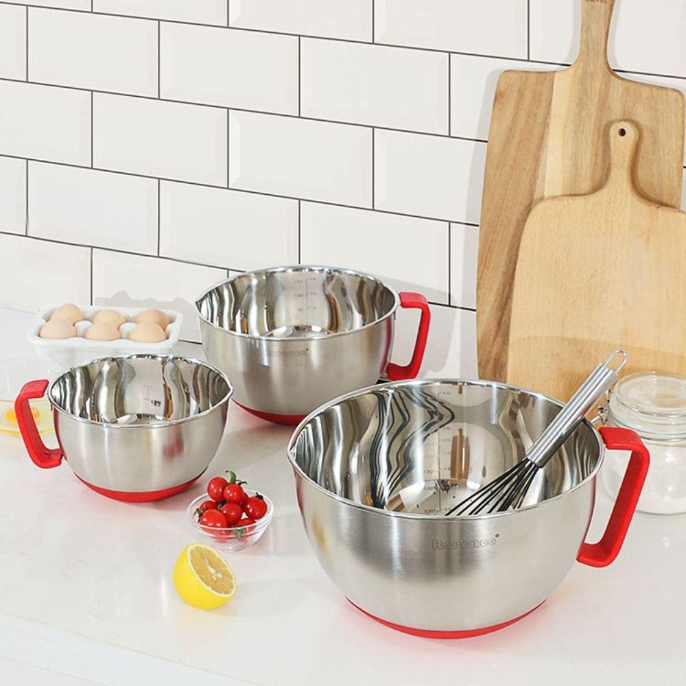 Non-slip Bottom Egg Beater Bowl Scaled Salad Basin Practical Mixing Bowl  Vegetable