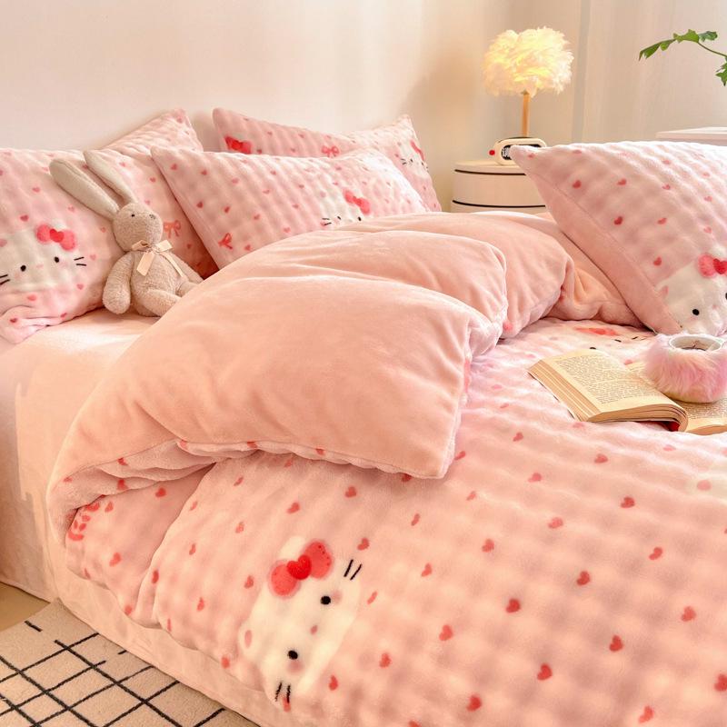 2025 Winter Fleece-Lined Velvet Bed Set: Thick Double-Sided Sheet & Duvet Cover, Dorm/Solo 3-Piece