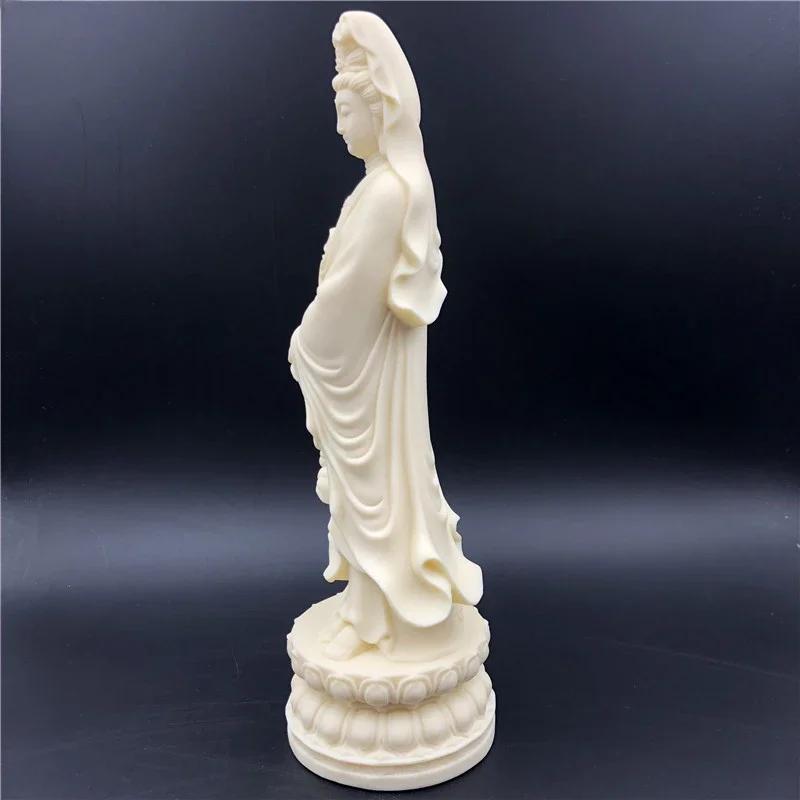 Vintage Nostalgic Ivory Fruit, South China Sea Guanyin Bodhisattva Decoration, Home Office, Lotus Shaped Guanyin Buddha Statue