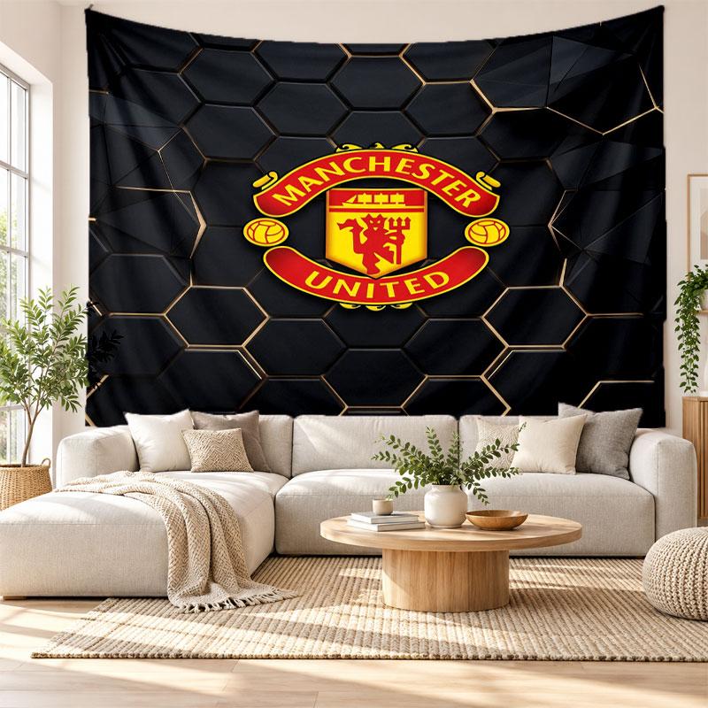 Manchester United FC Wall Tapestry, Soft Fabric Wall Hanging, Decorative Backdrop For Bedroom Home Wall Art