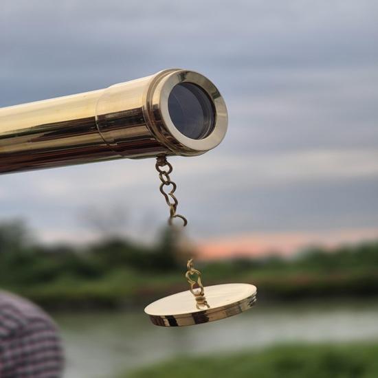 Maritime Brass Telescope Adjustable Wooden Tripod Nautical Decor Gift 42x Functional Telescope Home, Office, Studio Decor Gift