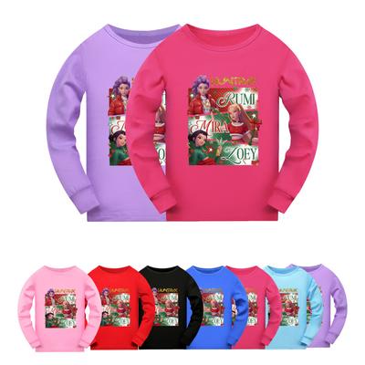 5181 Kids Girls Christmas New Year Rumi Zoey Mira Super Star Print Long Sleeves T-Shirt