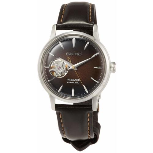 

Seiko Presage Watch, Mechanical (Automatic) Cocktail Series, Box-Shaped Hardlex with Hammered and Wrapped Dial, SRRY037, Women s, Brown
