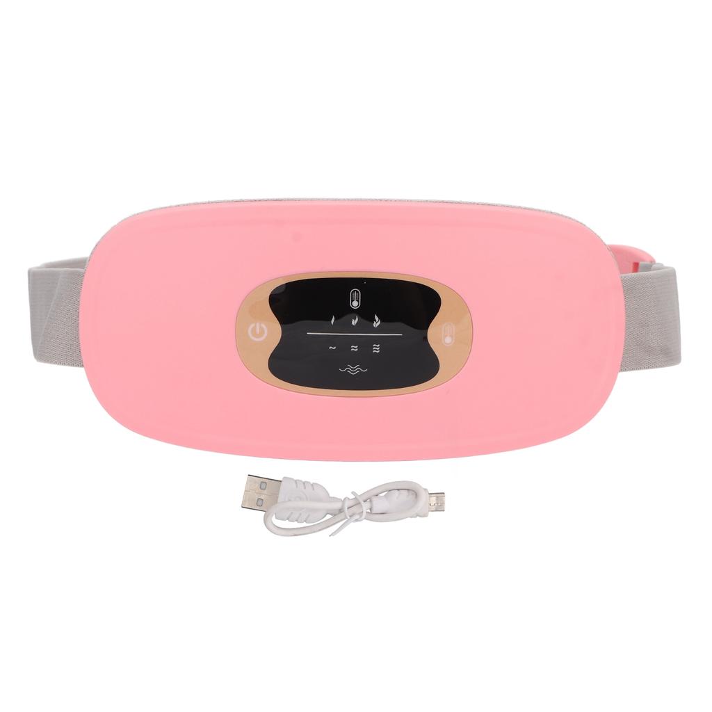Menstrual Heated Belt 3 Temperature Gears Fast Heating High Frequency Vibration Electric Waist Belt for Women Pink