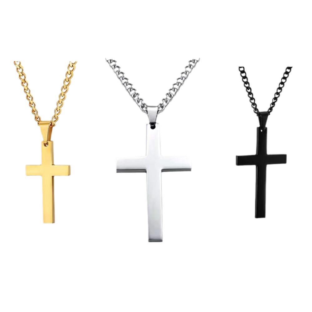 European/American Stainless Steel Men's Cross Necklace with Titanium Steel Pendant