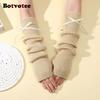Botvotee Sleeves for Women Bow Half Finger Y2k Accessories Free Shipping Arm Warmers Half Finger Preppy Style Fingerless Gloves