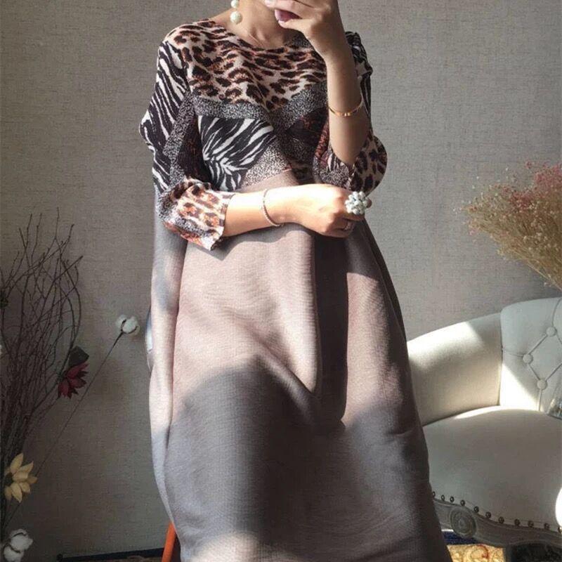 Leopard Print Pleated Dress Women Spring/summer 2022 New Fashion, Simple, Large Size, Thin And Loose