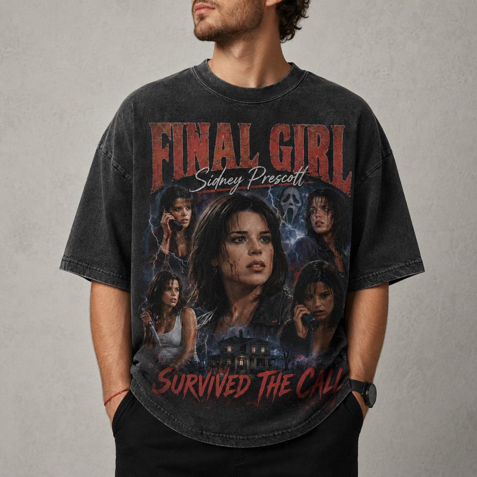 Final Girl Sidney Prescott Vintage T-Shirt, Scream Movie Fan Apparel L