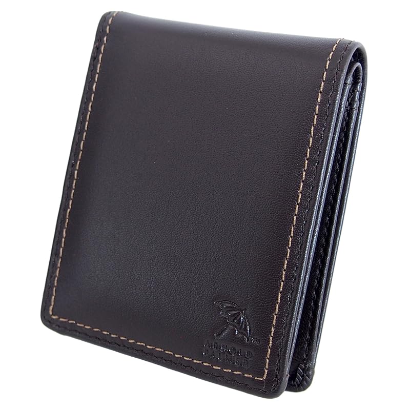 

[Arnold Palmer] sheepskin leather double stitch series bifold wallet The coin purse opens wide Made of soft and comfortable sheepskin 4AP3652 (BROWN)