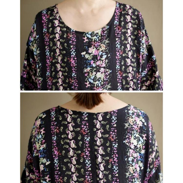 New Vintage Casual Loose Maxi Dress Plus Size Women Summer Short Sleeve Basic Dress