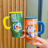 Birthday gift for girls, high-value Bingba cup, ceramic mug with lid straw cup as a gift
