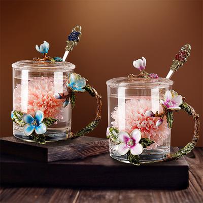 Household Large-Capacity Cold Kettle, Teapot, High-Value Drinking Cup, Exquisite Coffee Cup, Water Cup, Enamel Color Cherry Blossom Cup