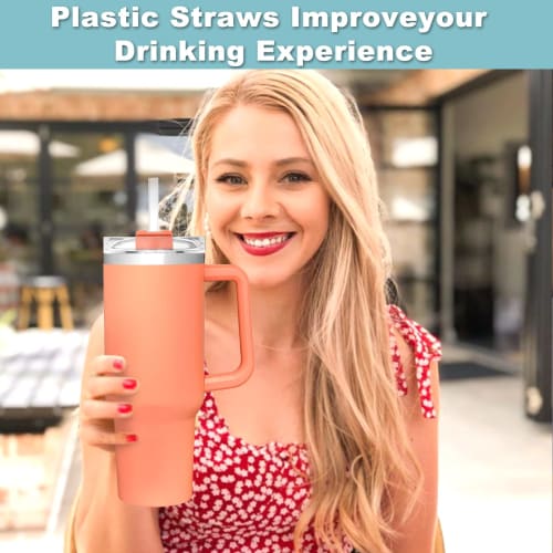 XANGNIER Replacement Straws, 6-Pack for Stanley Tumblers, Clear Plastic Long Straws with Cleaning Brush, Compatible with Stanley Adventure Quencher an