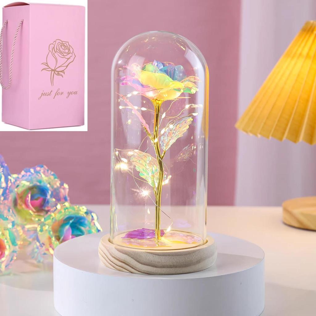 Valentine’s Glowing Gold Foil Rose Lamp - Women's Day Gift