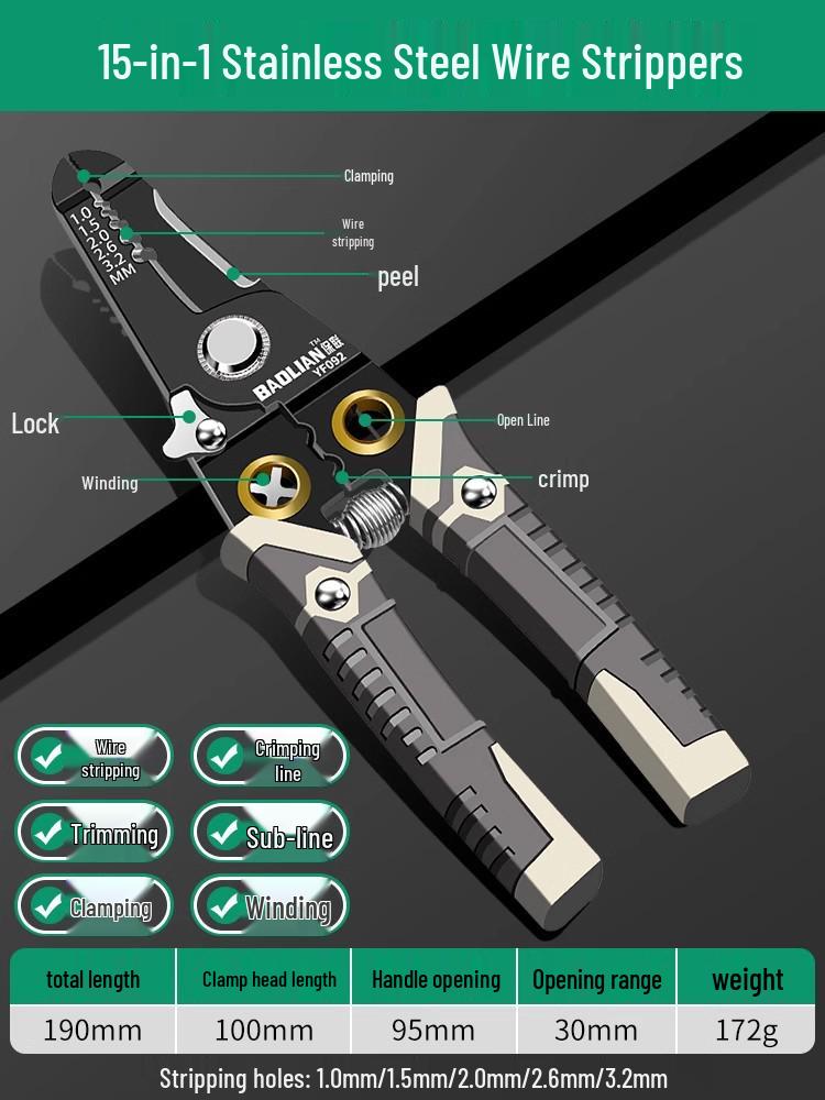 Baolian Multifunctional Electrician's Wire Stripper and Crimping Tool