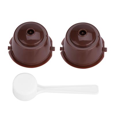 Lot de 2 filtres à capsules de café réutilisables et rechargeables en acier inoxydable PP 304 de qualité alimentaire (marron)