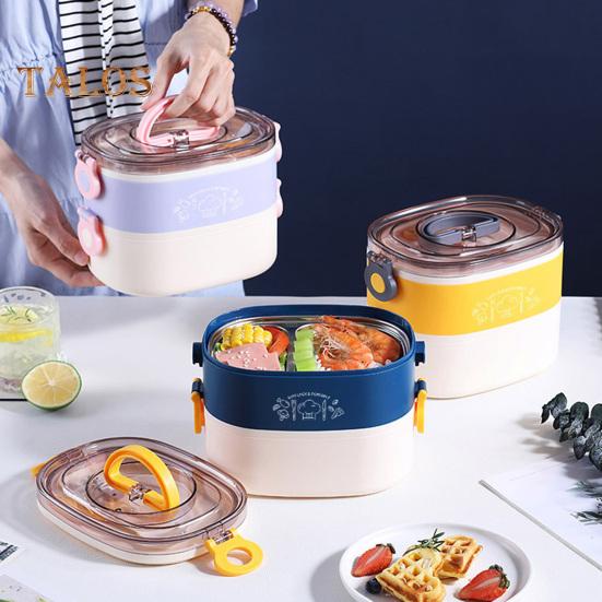

Ланч-бокс с ручкой, изолированный в микроволновой печи, практичный многофункциональный портативный футляр для еды для школы