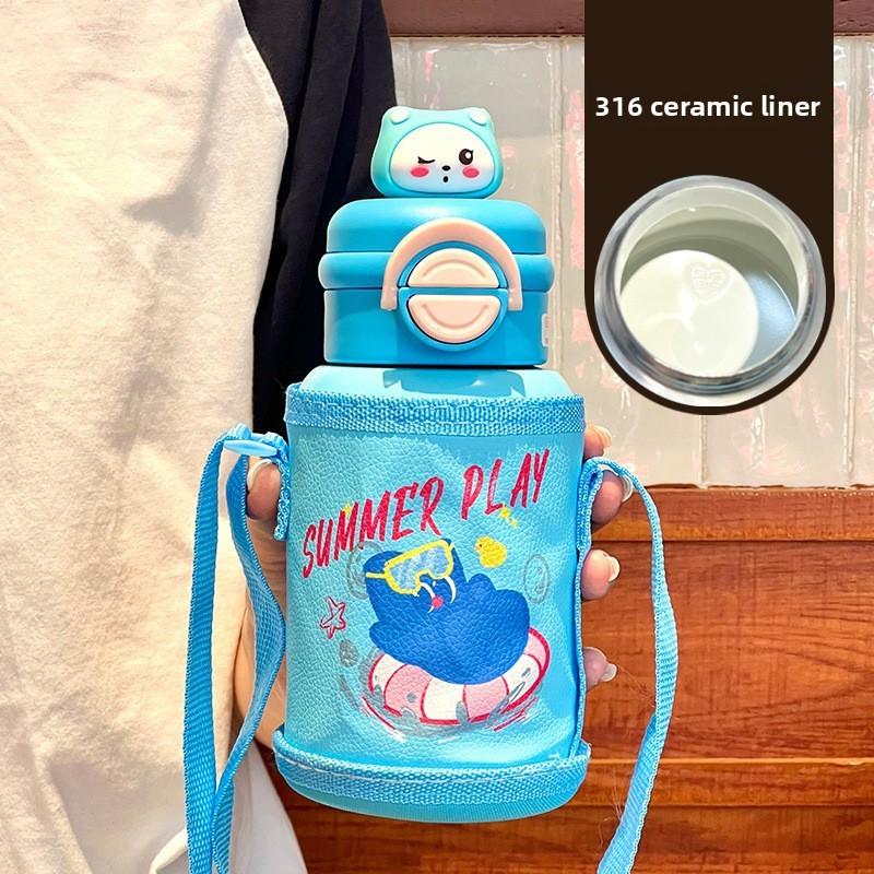 Childrens Travel Thermal Flask With Stainless Steel Inner For Outdoor Activities