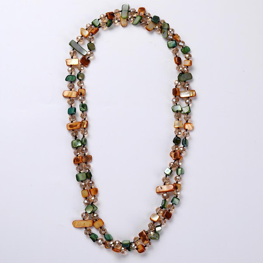 Bohemian Colorful Shell Layered Necklace for Women Creative Retro Irregular Long Chain Necklace Friendship Jewelry Gifts