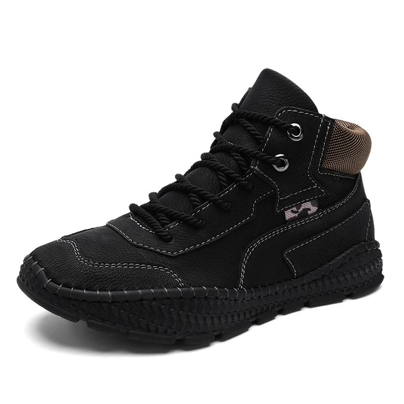 

Новые мужские кроссовки для походов, сшитые вручную, повседневные кроссовки, легкие треккинговые туфли для мужчин, удобная мужская обувь для отдыха на открытом воздухе и прогулок 48 чёрный