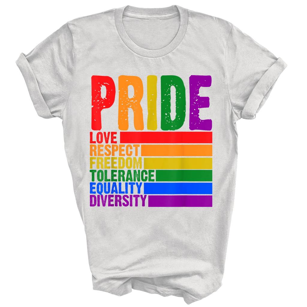 Maglietta unisex LGBT per il mese dell'orgoglio gay: amore, rispetto, libertà.