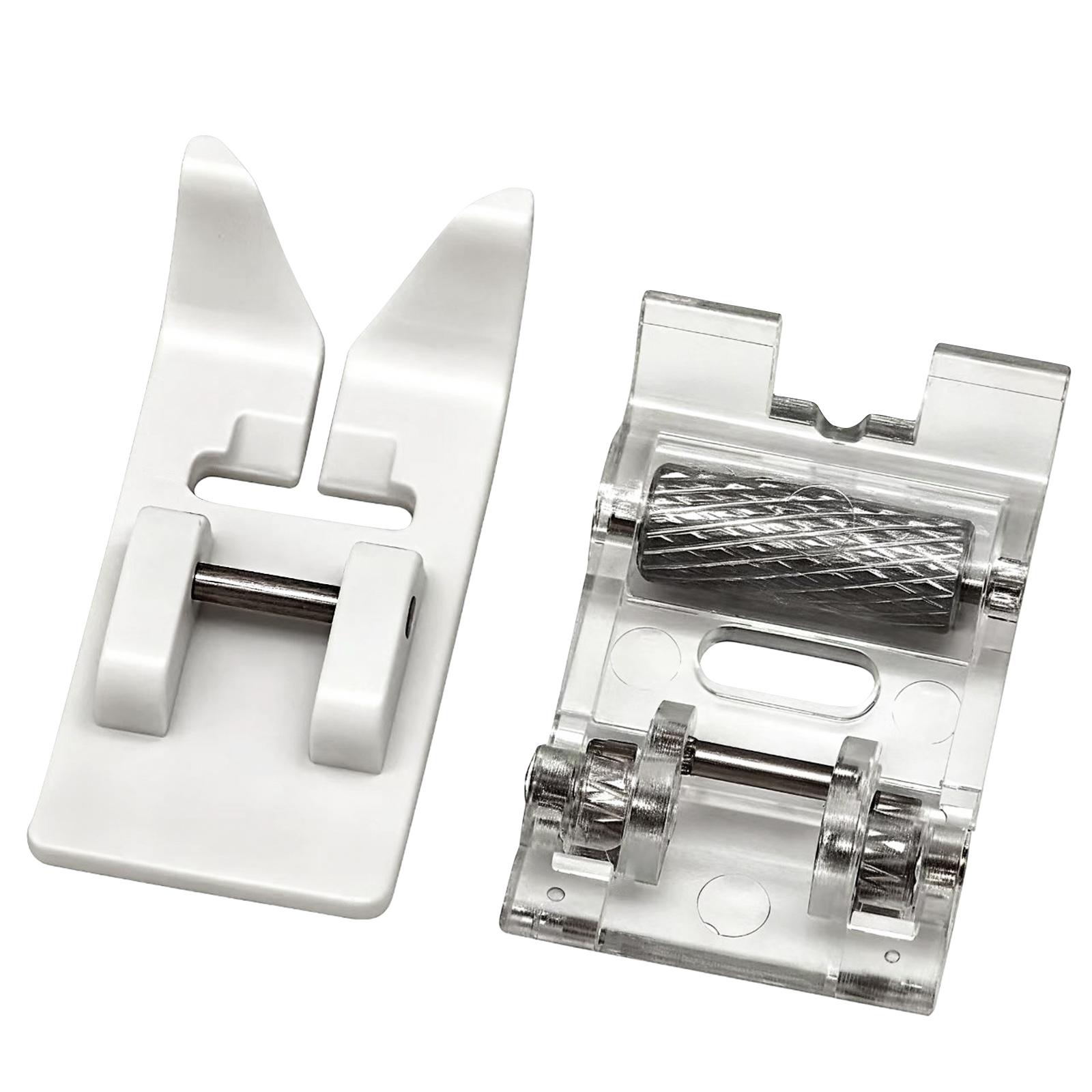 2Pcs Roller Sewing Machine Presser Foot Plus Non-Stick Zigzag Presser Foot for Singer Brother Low Shank Sewing Machine Parts