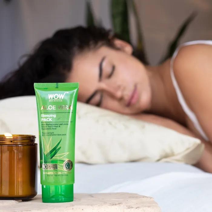 Wow Skin Science Aloe Vera mit Grüntee-Extrakt und Hyaluronsäure Sleeping Pack - Ohne Parabene, Silikone und Farbstoffe, 100ml, 2er-Pack