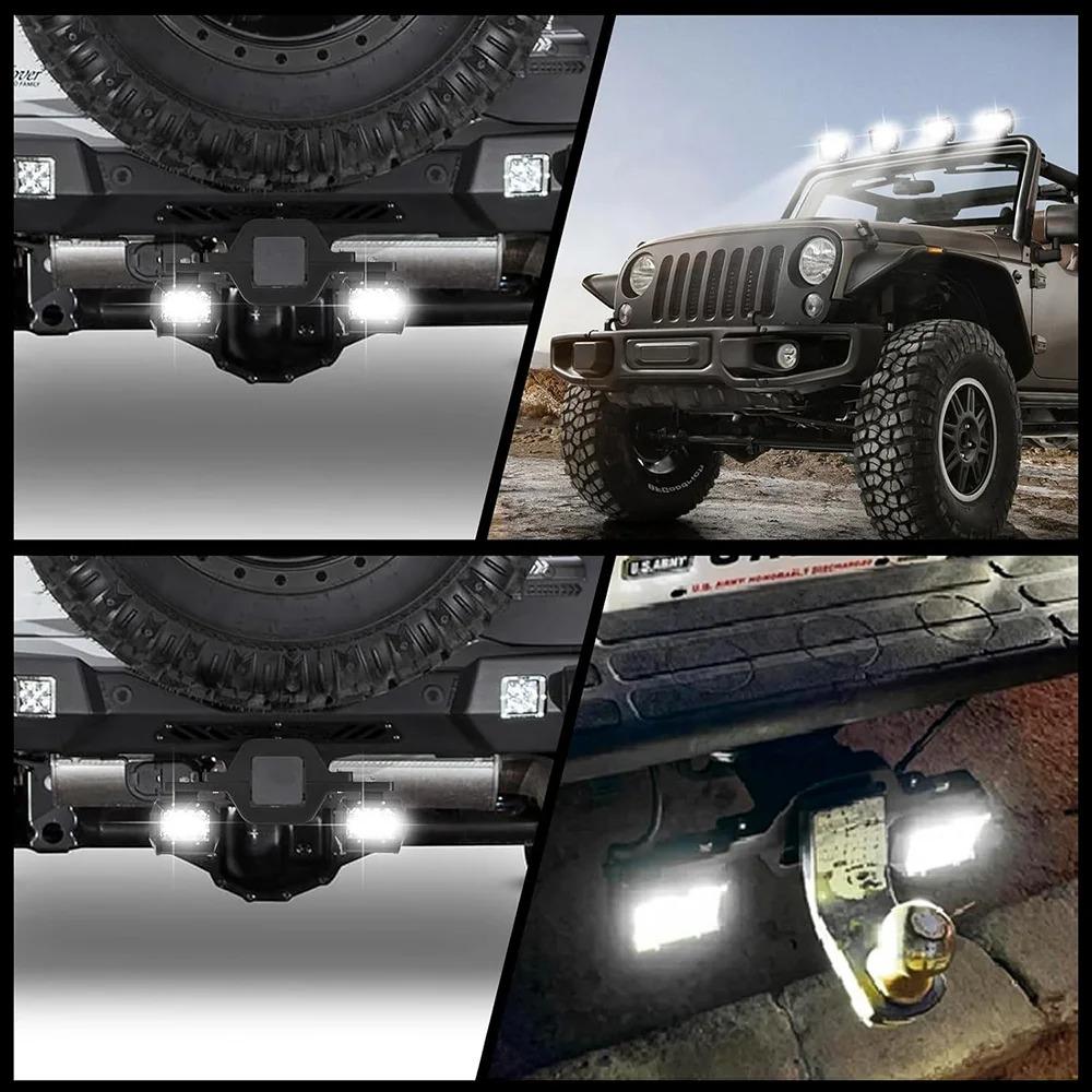 2PCS LED Work Light Pods 4 Inch Off-Road Driving Light Bar 12-24V 2.5'' Tow Hitch Mounting Bracket for Truck Trailer SUV Pickup