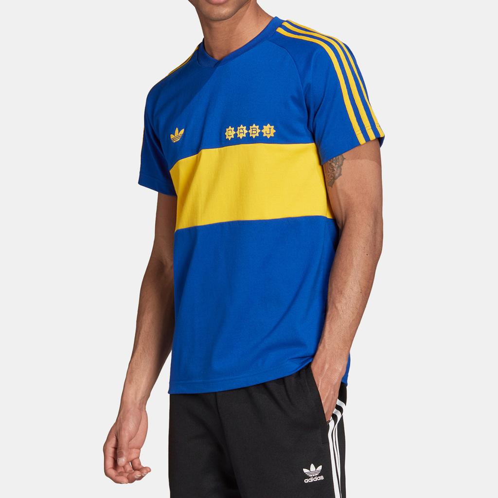 Adidas Originals Trefoil Colorblock Buchstaben-Print Kurzarm T-Shirt Herren Oberteile Blau HC0300