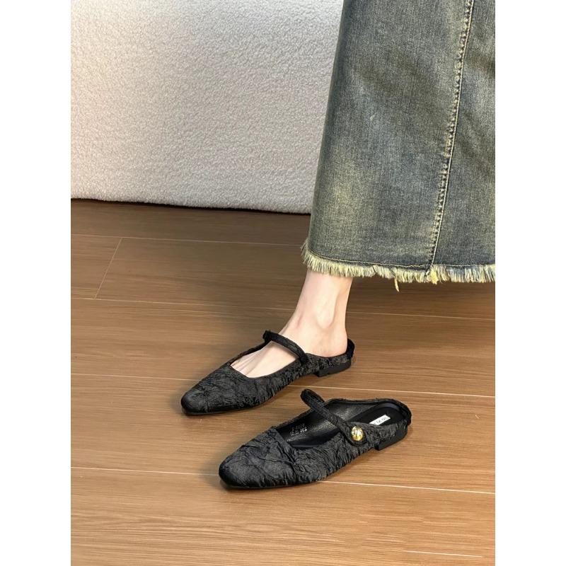 Sheepskin version~ Baotou half slippers women's gentle lazy one-pedal flat shoes
