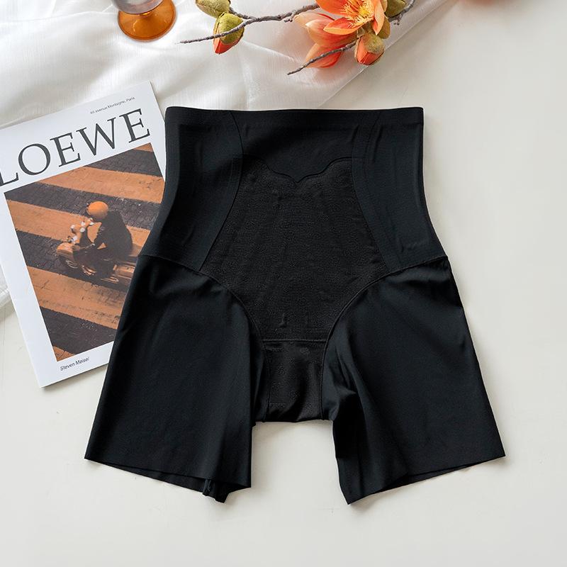 Large Size Female Summer High Waist Belly Retraction Two in One Unrolled Ice Silk Traceless Anti Slip Safety Underwear
