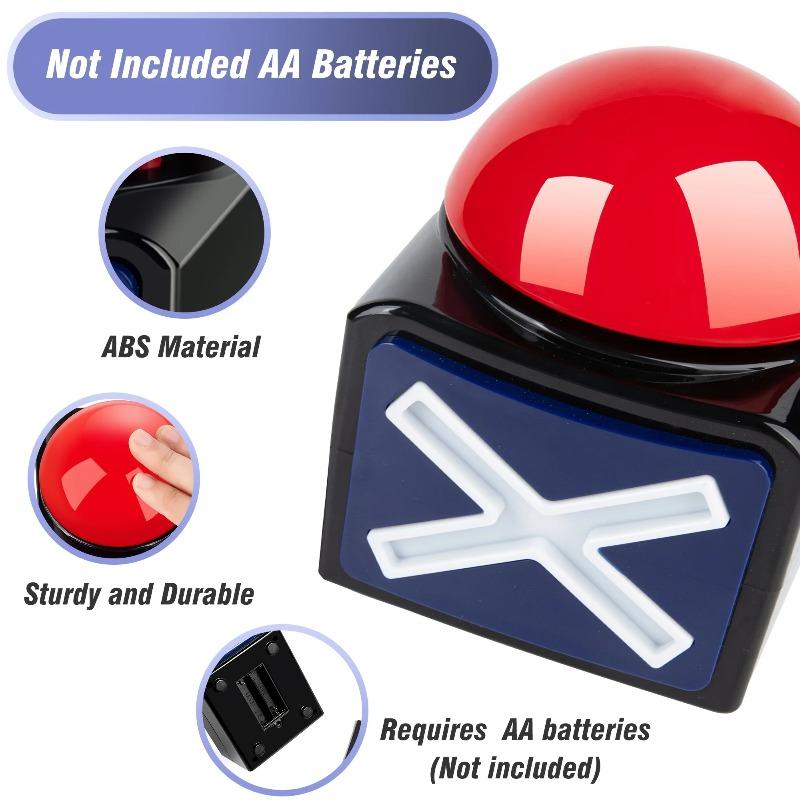 Glitter Cheer Tools Light-Up Sound Buzzer Button Trivia Games - Durable Plastic Ideal for Family Quiz Night and Entertainment