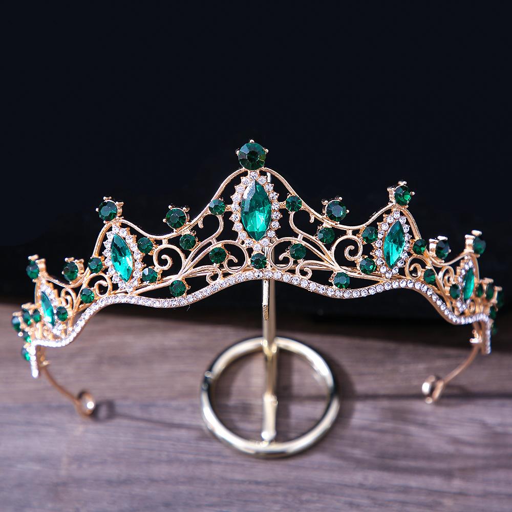 DIEZI Elegant Simple Red Pink Crystal Crown Hair Zircon Tiara Girls Birthday Party Wedding Rhinestone Bridal Crown Accessories