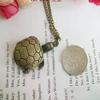 Fashion New Style Long Sweater Chain Women Retro Turtle Necklace Quartz Bronze Pocket Watch