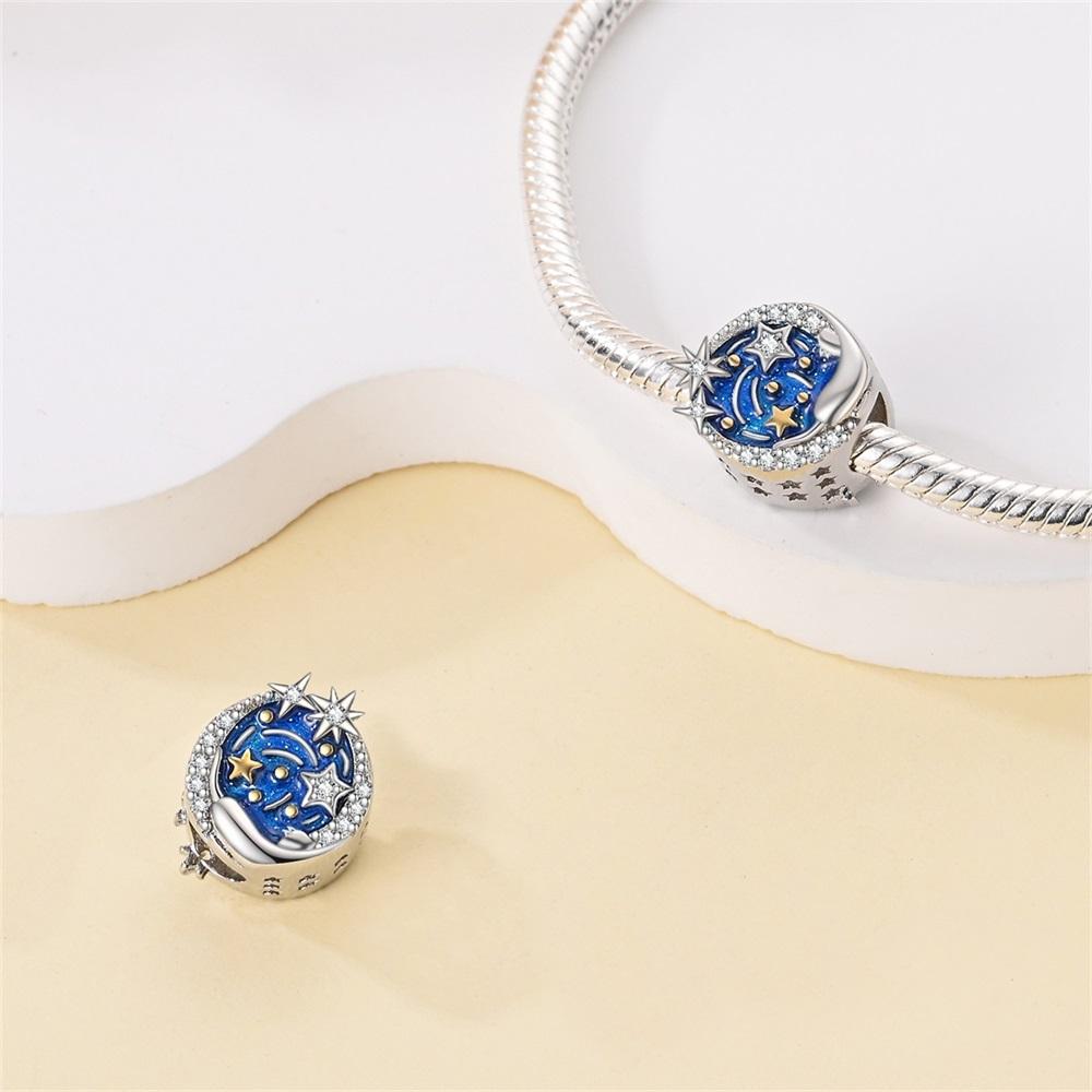 Charms Original Copper Starry Sky Beads Fit Bracelet Women Jewelry Diy Fine Gift