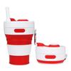 450ml Silicone Folding Straw Cup Space Saving High Temperature Resistant Retractable Cup with Buckle Leakproof Collapsible Cup