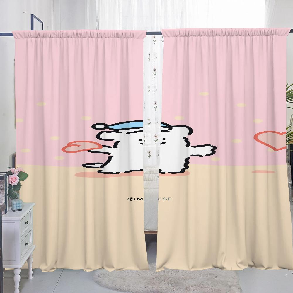 Home Interior Kitchen Curtains for Living Room 2 Pieces Blackout Curtains Door Curtain Maltese Dog Bedroom Decoration Partition