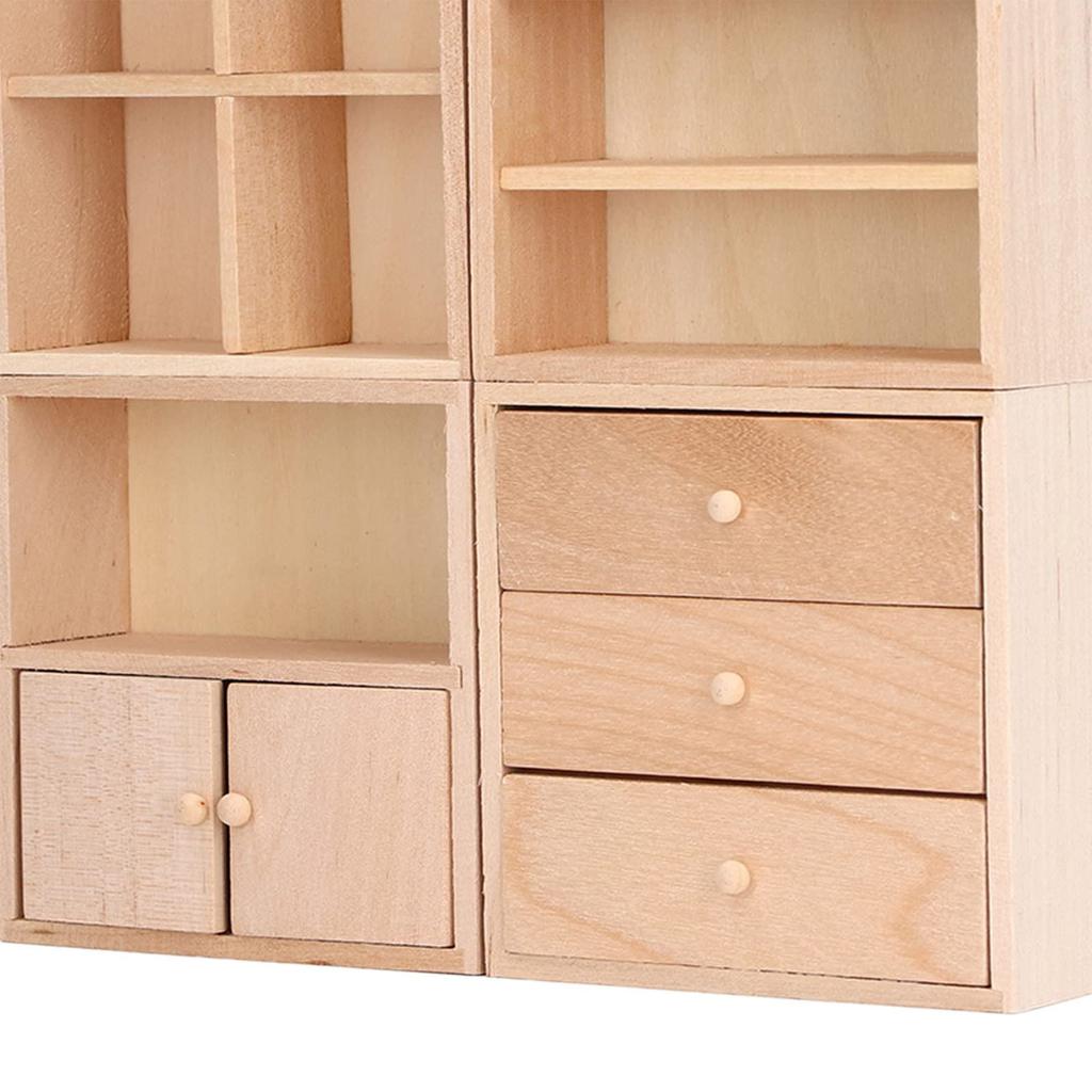 Realistisches Holzregal Realistisches Rollenspiel Vitrinenmodell Spielzeug Vintage Ausstellungsregal 1:12 Puppenhaus