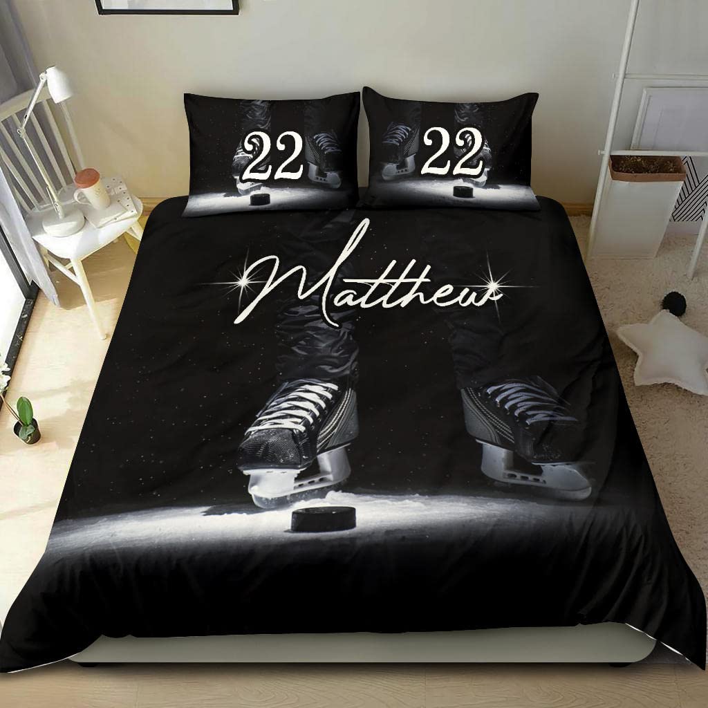 Comforter Ice Hockey Bedding Set Twin Size Kids Hockey Player Comforter Set For Boys Girls Teens Sports Theme