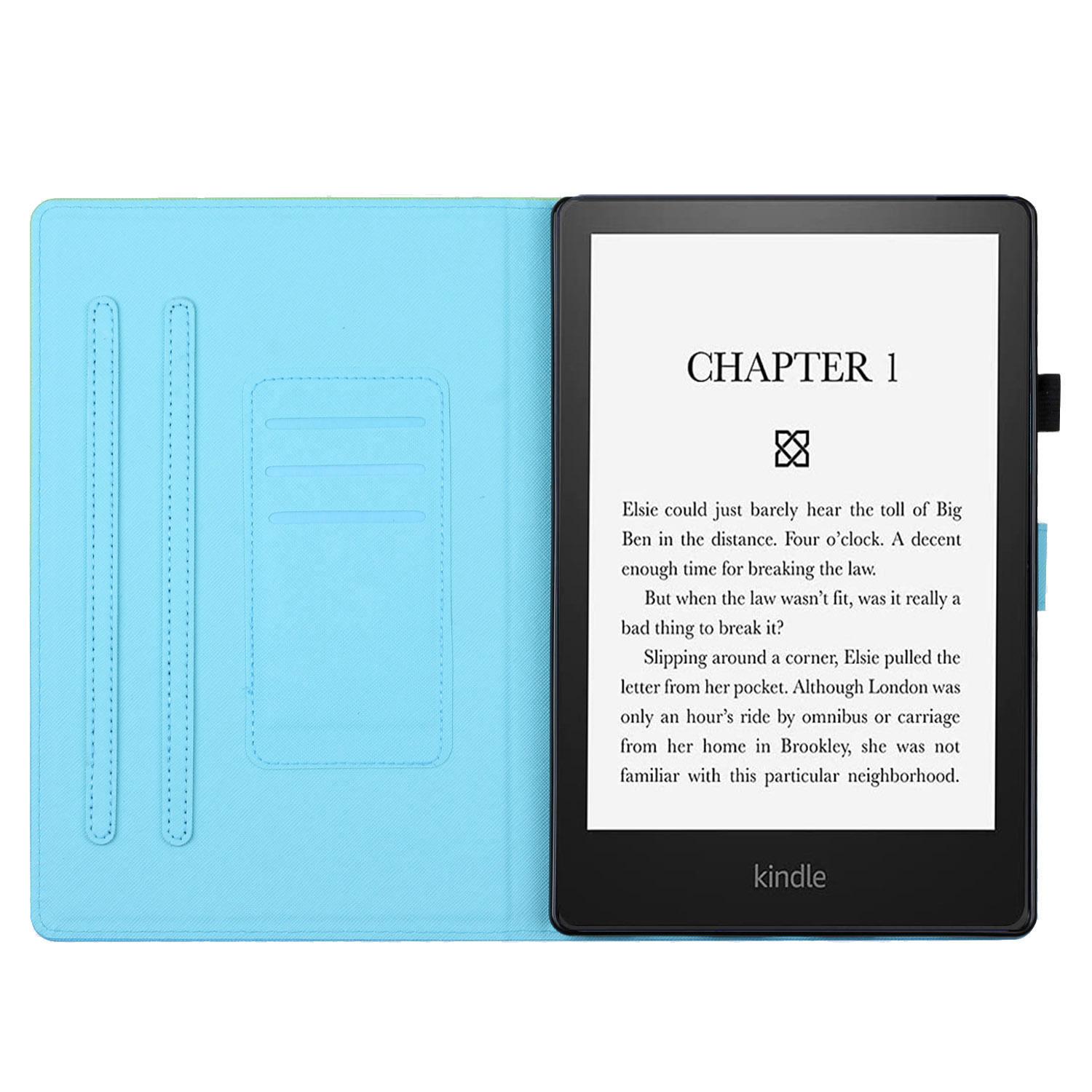 

For Amazon Kindle 11th Gen (2022) Stitching Lines Gradient PU Leather Stand Cover Card Holder Tablet Case Purple/Blue