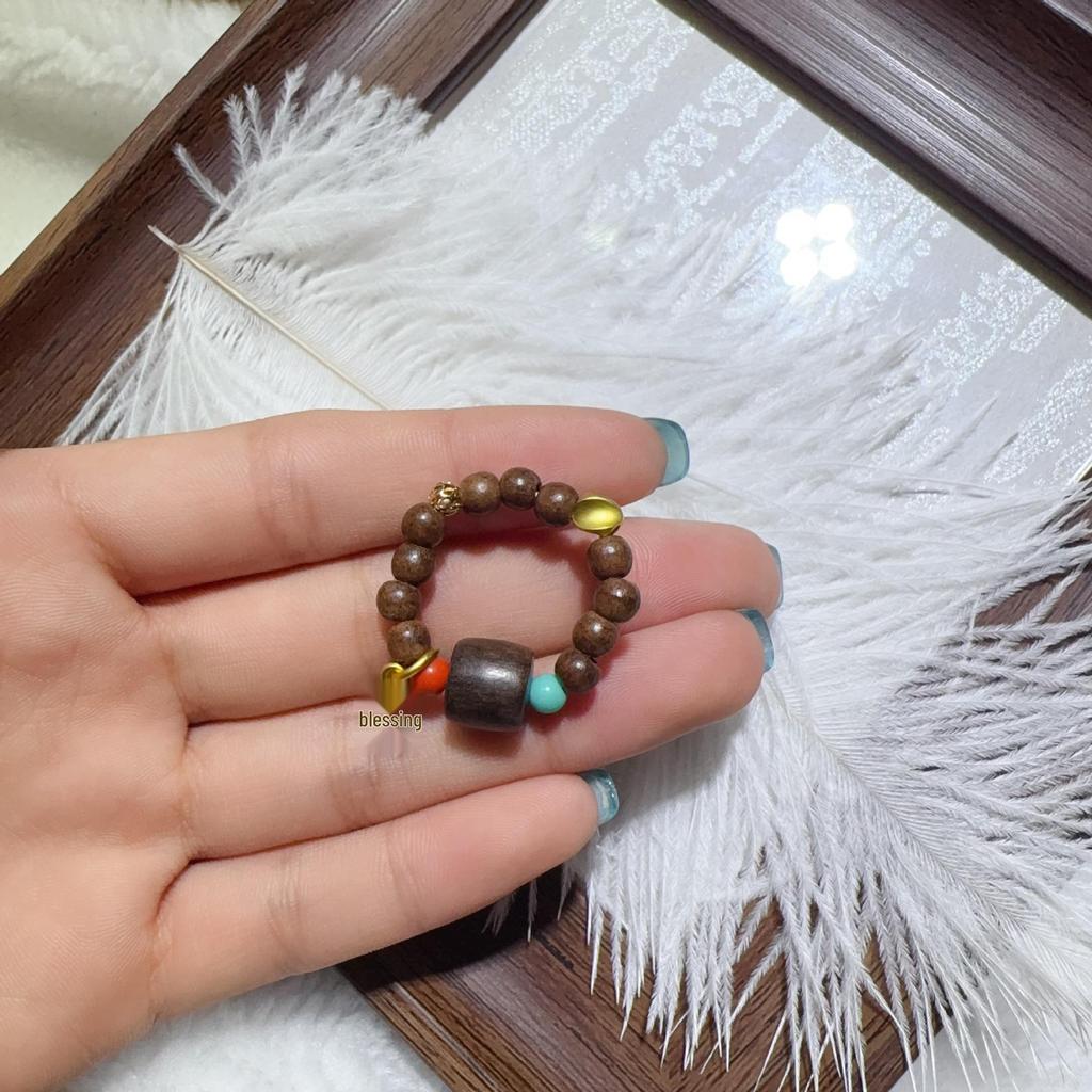 Second Gen Turquoise Amber Ring: Nine-Tailed Fox & Little Bear Wealth-Attracting Trendy Fashion Jewelry