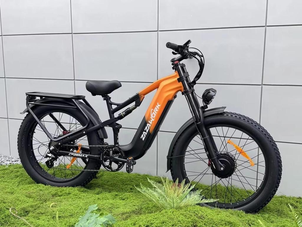 Dual Motor Electric Bike ZAZAWORK CF26 MAX – 48V 25Ah Removable Battery, 26" Fat Tire Mountain E-Bike, Off-Road Power & Long Range
