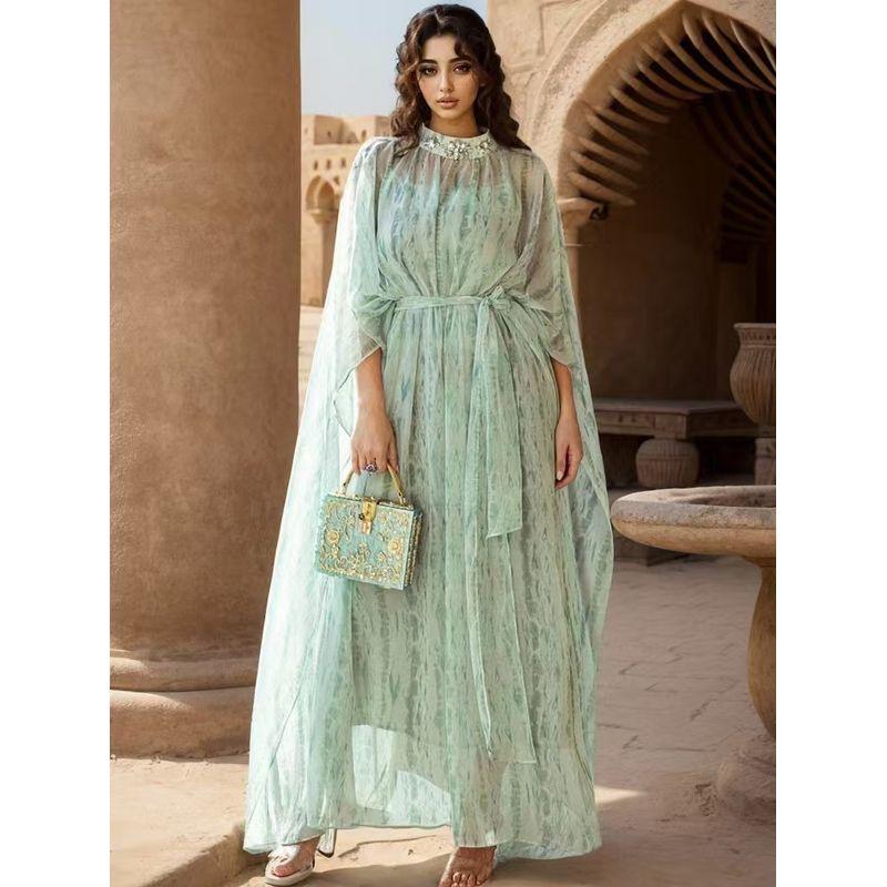 

Ближний Восток Водолазка Шифоновое Платье Платье-комбинация Комплект Шифоновое Платье Юбка на Бретелях Комплект Light green 2XL